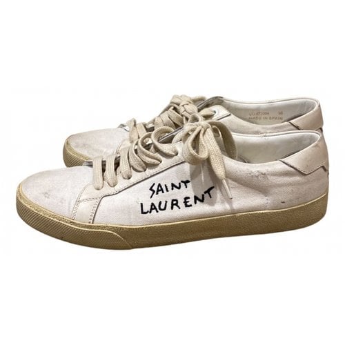 Pre-owned Saint Laurent Court Cloth Trainers In White