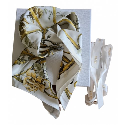 Pre-owned Dior Silk Handkerchief In White