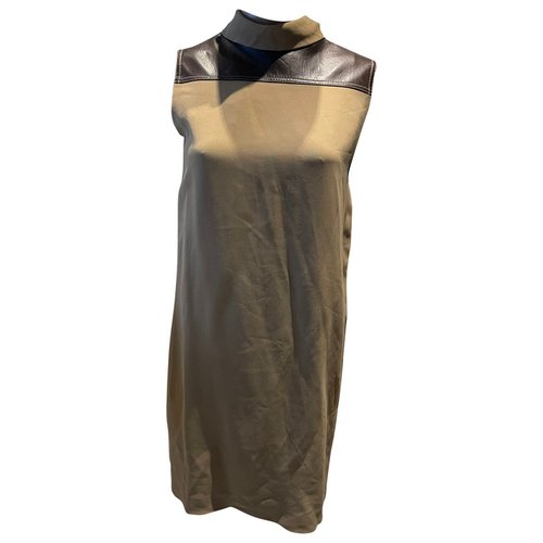 Pre-owned Moschino Leather Maxi Dress In Beige