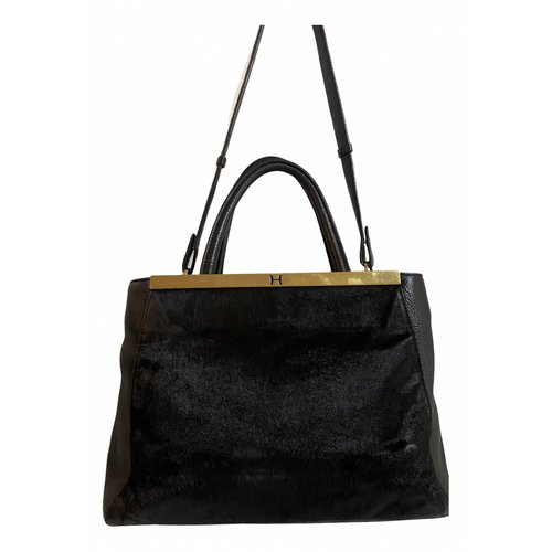 Pre-owned Halston Heritage Mink Handbag In Black