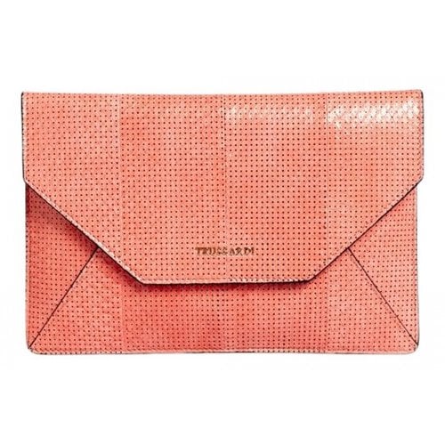 Pre-owned Trussardi Leather Clutch Bag In Pink