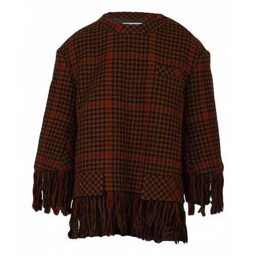 Pre-owned Sacai Wool Poncho In Brown