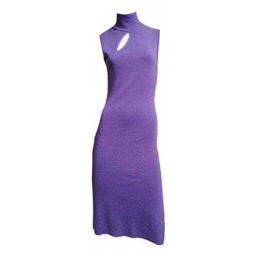 Pre-owned Versace Wool Mid-length Dress In Purple