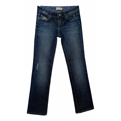 Pre-owned Paige Straight Jeans In Navy