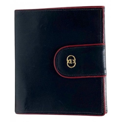 Pre-owned Gucci Leather Wallet In Navy