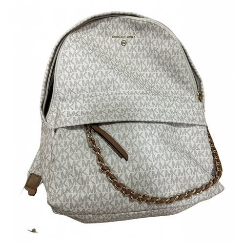 Pre-owned Michael Kors Vegan Leather Backpack In Beige