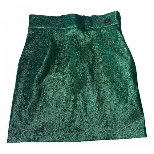 Pre-owned Elisabetta Franchi Glitter Mini Skirt In Green