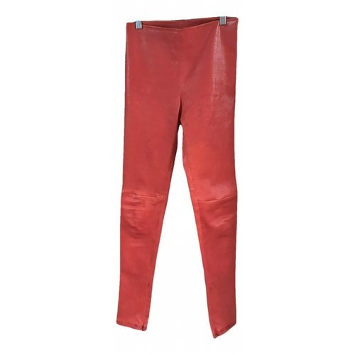 Pre-owned Balenciaga Leather Leggings In Red