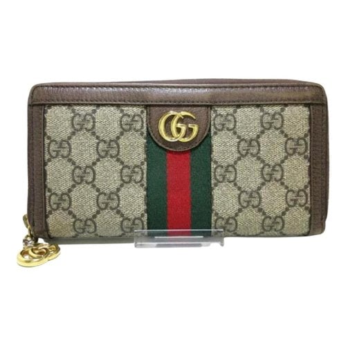 Pre-owned Gucci Ophidia Leather Wallet In Brown