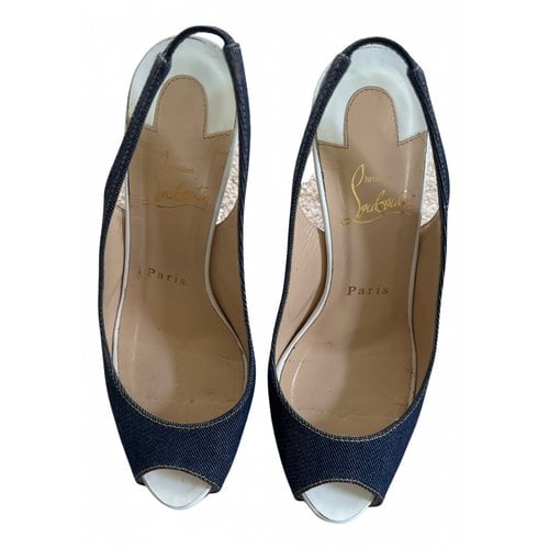 Pre-owned Christian Louboutin Private Number Cloth Heels In Blue