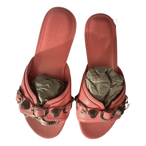 Pre-owned Balenciaga Cagole Leather Sandal In Pink