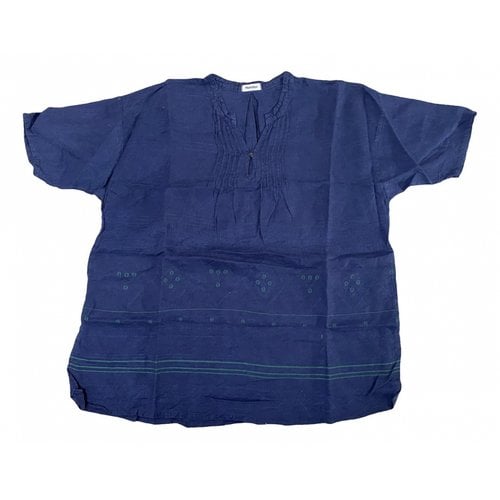 Pre-owned Issey Miyake Linen Blouse In Navy