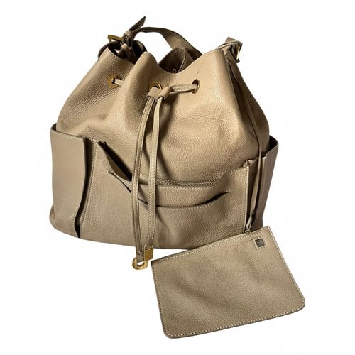 Pre-owned Loro Piana Leather Handbag In Beige