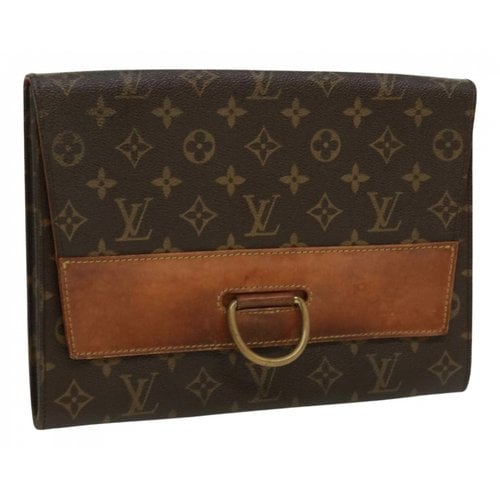 Pre-owned Louis Vuitton Sénateur Leather Clutch Bag In Brown