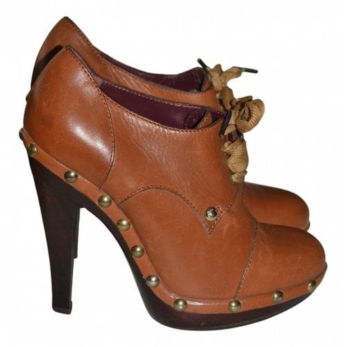 Pre-owned Max Mara Leather Lace Up Boots In Brown