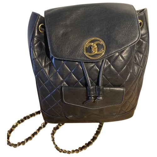Pre-owned Chanel Duma Leather Backpack In Blue