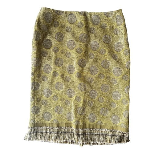 Pre-owned Dries Van Noten Wool Mid-length Skirt In Gold