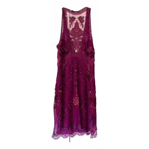 Pre-owned Roberto Cavalli Lace Dress In Purple