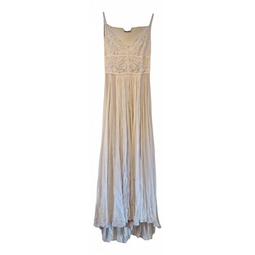 Pre-owned Elie Saab Lace Maxi Dress In Beige