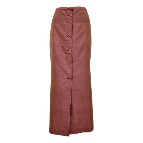 Pre-owned Romeo Gigli Silk Maxi Skirt In Pink