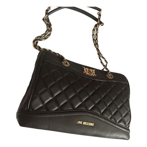 Pre-owned Moschino Love Vegan Leather Handbag In Black