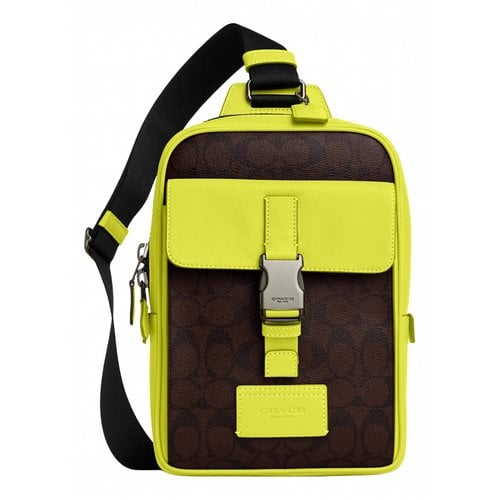 Pre-owned Coach Leather Weekend Bag In Yellow