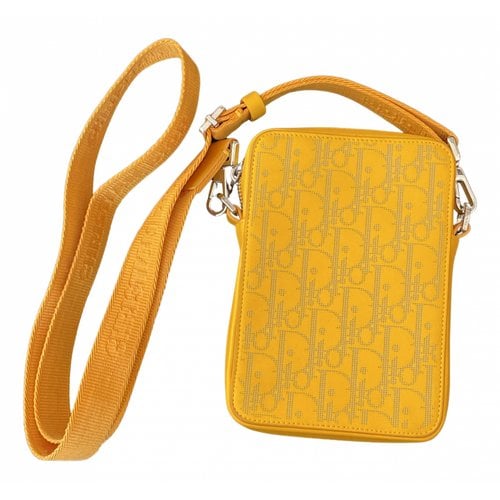 Pre-owned Dior Leather Crossbody Bag In Yellow