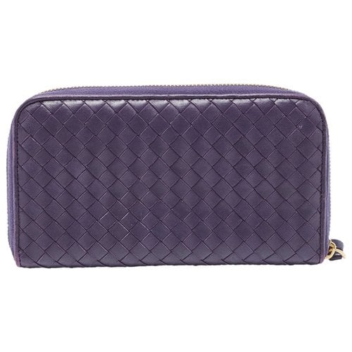 Pre-owned Bottega Veneta Leather Wallet In Purple