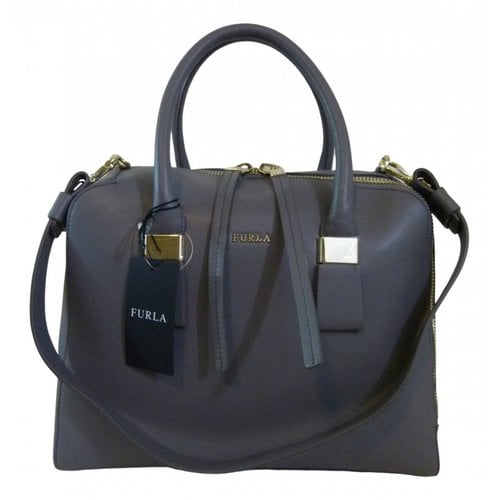 Pre-owned Furla Leather Satchel In Grey