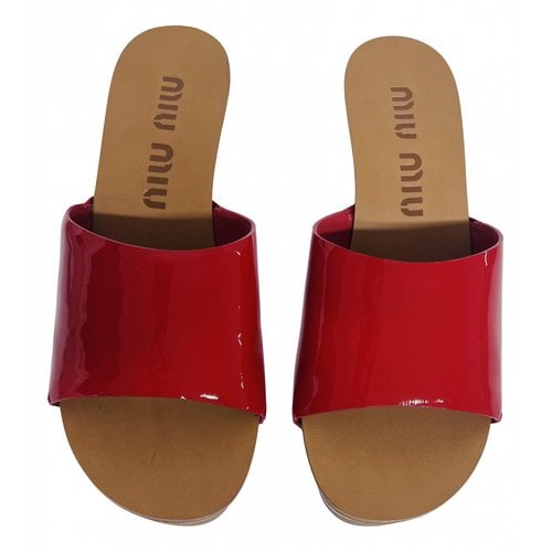 Pre-owned Miu Miu Patent Leather Sandals In Red