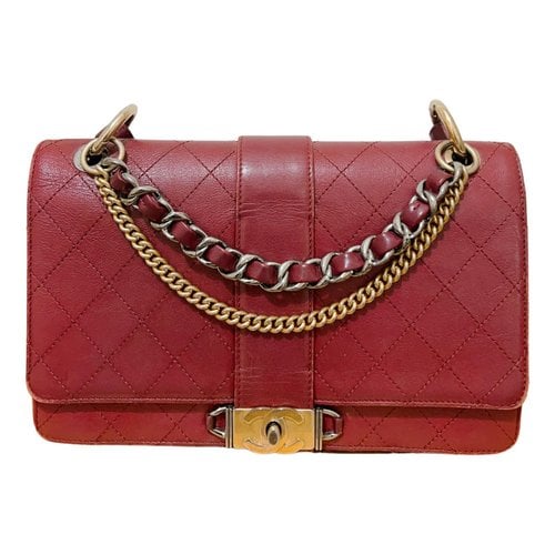 Pre-owned Chanel Wallet On Chain Leather Crossbody Bag In Burgundy