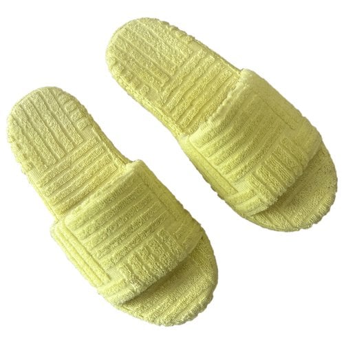 Pre-owned Bottega Veneta Cushion Cloth Sandals In Yellow