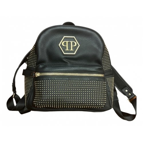 Pre-owned Philipp Plein Patent Leather Backpack In Black
