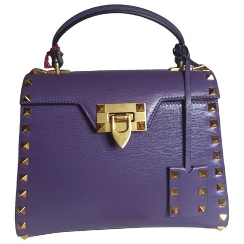 Pre-owned Valentino Garavani Rockstud Leather Handbag In Purple