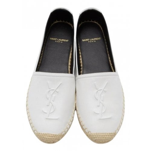 Pre-owned Saint Laurent Leather Espadrilles In White