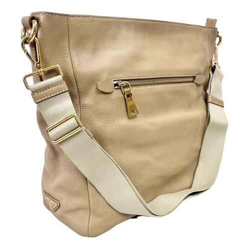 Pre-owned Prada Tessuto Leather Crossbody Bag In Camel