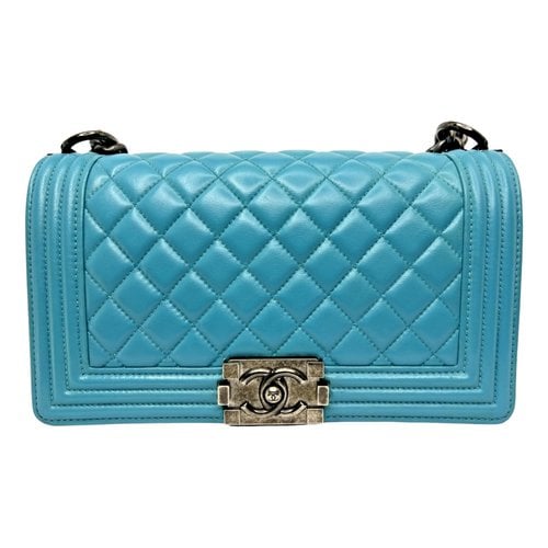 Pre-owned Chanel Boy Leather Crossbody Bag In Blue