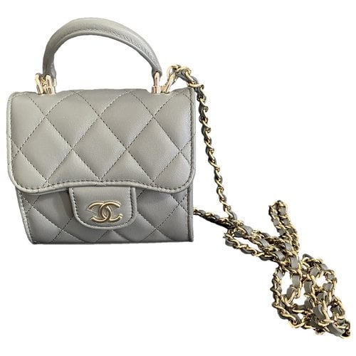 Pre-owned Chanel Timeless/classique Leather Purse In Grey