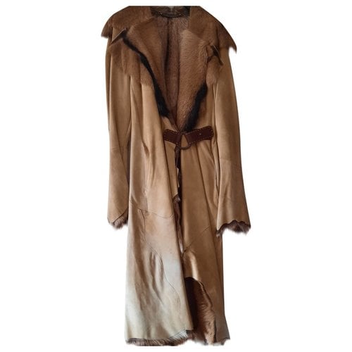Pre-owned Gallotti Leather Coat In Beige