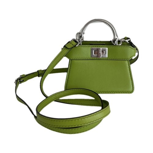Pre-owned Fendi Peekaboo Leather Handbag In Green