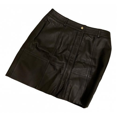 Pre-owned Allsaints Leather Mini Skirt In Black