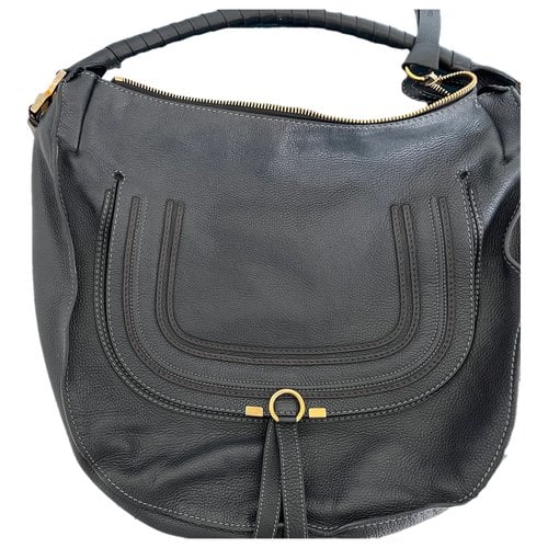 Pre-owned Chloé Marcie Leather Handbag In Black