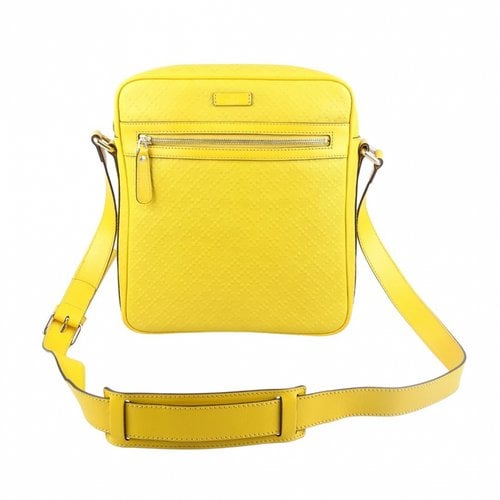 Pre-owned Gucci Leather Clutch Bag In Yellow