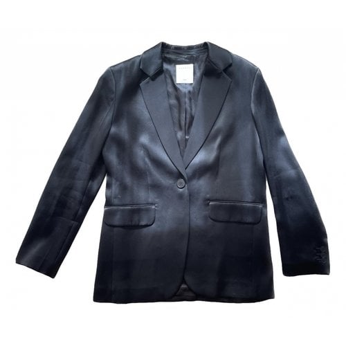 Pre-owned Sandro Fall Winter 2020 Silk Blazer In Black
