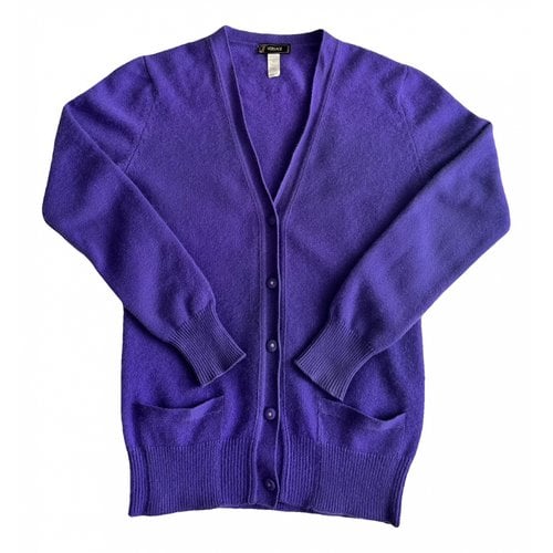 Pre-owned Versace Cashmere Cardigan In Purple