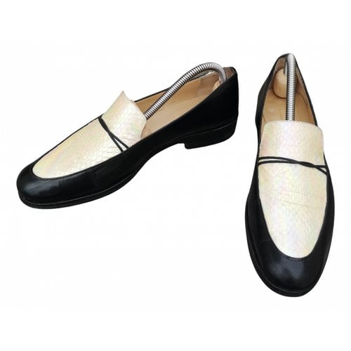 Pre-owned Anne Thomas Leather Flats In Black