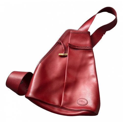 Pre-owned Longchamp Leather Backpack In Red