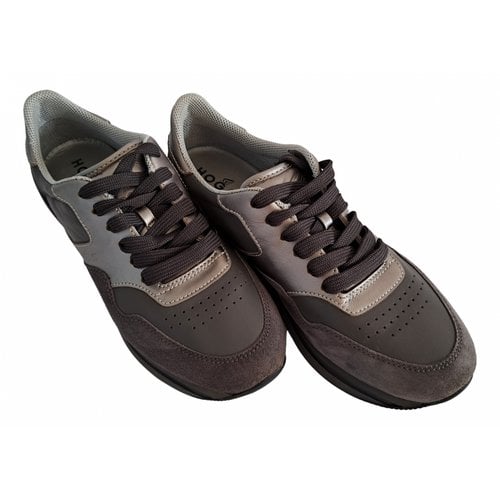 Pre-owned Hogan Leather Trainers In Grey