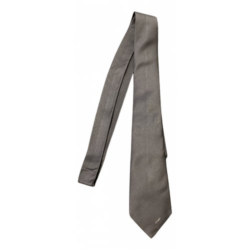 Pre-owned Prada Silk Tie In Silver