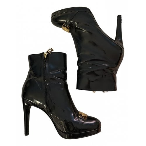Pre-owned Galliano Patent Leather Ankle Boots In Black